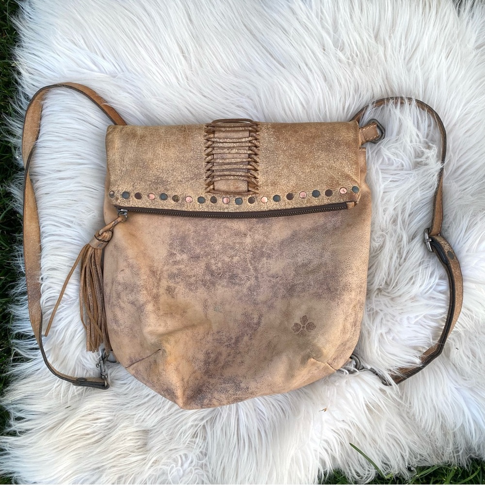 Patricia Nash Distressed Washed Denim Luzille Convertible Backpack